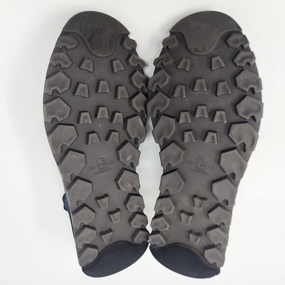 ETRO Knit Sneakers Men 10 Blue Jacquard Pattern, Sock Style Low Top Made Italy - Picture 9 of 13